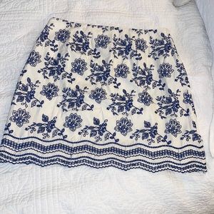 NWT loft eyelet blue and white embroidered  skirt
